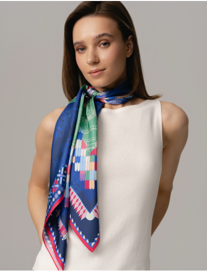 Картинка Шовкова хустина «Garden Navy»